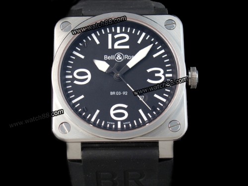 BELL & ROSS AVIATION BR03-92 STEEL AUTOMATIC MENS WATCH ,BR-2009