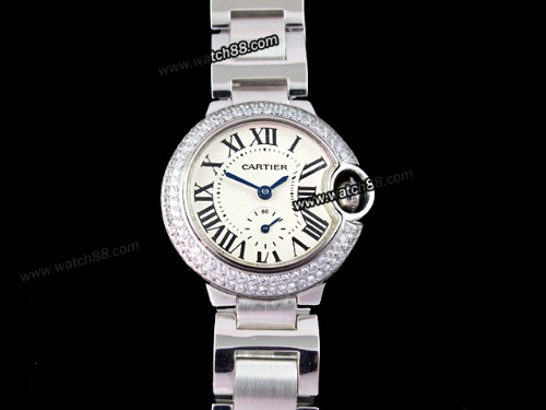 CARTIER BALLON BLEU DE CARTIER DIAMOND BEZEL LADY WATCH WITH WHITE,CAR-06017