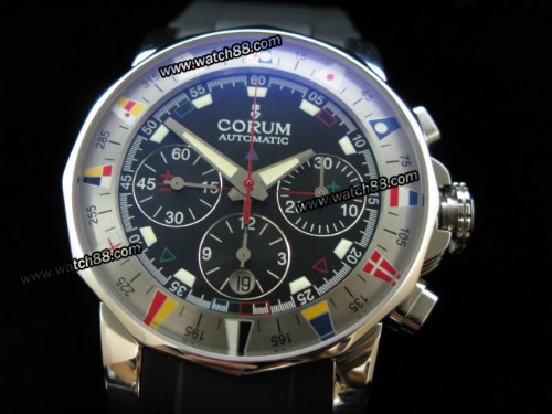 CORUM ADMIRALS CUP CHRONO RUBBER A-7750 BLACK,CR-01003