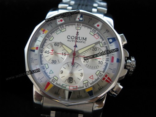 CORUM ADMIRALS CUP CHRONO SS-RUBBER A-7750 WHITE,CR-01006