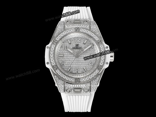 Hublot Big Bang One Click Steel White Full Pave 39MM 465.SE.9010.RW.1604 Watch,HB-280