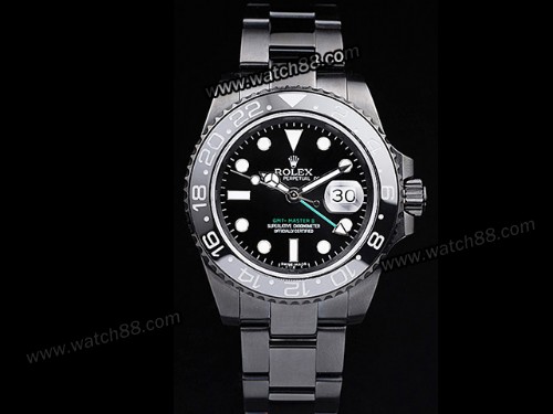 ROLEX PRO HUNTER GMT MASTER II PVD BLACK CERAMIC BEZEL AUTOMATIC MENS WATCH,RL-10004