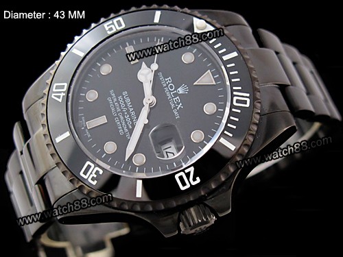 ROLEX SUBMARINER AUTOMATIC MENS BIG SIZE 43MM WATCH WITH BLACK CERAMIC BEZEL,ROL-295