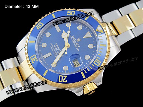 ROLEX SUBMARINER AUTOMATIC MENS BIG SIZE 43MM WATCH WITH BLUE CERAMIC BEZEL,ROL-292