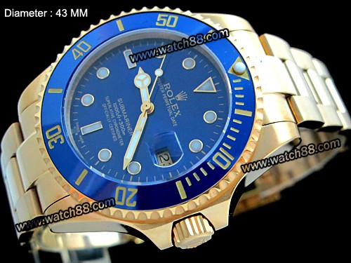 ROLEX SUBMARINER AUTOMATIC MENS BIG SIZE 43MM WATCH WITH BLUE CERAMIC BEZEL,ROL-296