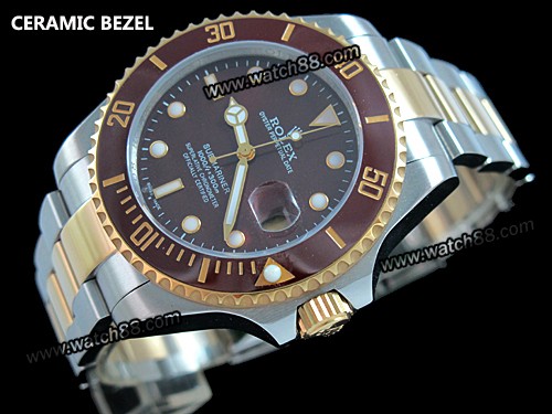 ROLEX SUBMARINER AUTOMATIC MENS WATCH WITH BROWN CERAMIC BEZEL,ROL-424