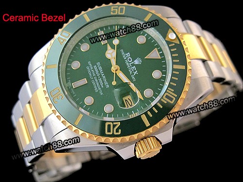 ROLEX SUBMARINER AUTOMATIC MENS WATCH WITH GREEN CERAMIC BEZEL,ROL-287